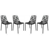 LeisureMod DC23BL4 Modern Devon Aluminum Chair (Armless), Set of 4