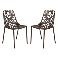 LeisureMod DC23BR2 Modern Devon Aluminum Chair (Armless), Set of 2