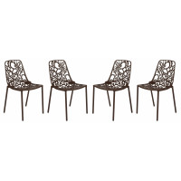 LeisureMod DC23BR4 Modern Devon Aluminum Chair (Armless), Set of 4