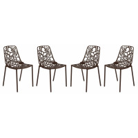 LeisureMod DC23BR4 Modern Devon Aluminum Chair (Armless), Set of 4