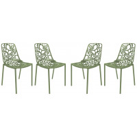 LeisureMod DC23G4 Modern Devon Aluminum Chair, Set of 4