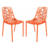 LeisureMod DC23OR2 Modern Devon Aluminum Chair, Set of 2