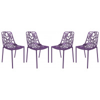 LeisureMod DC23PU4 Modern Devon Aluminum Chair, Set of 4