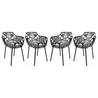 LeisureMod DCA23BL4 Modern Devon Aluminum Chair (With Arms), Set of 4