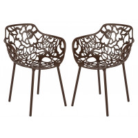 LeisureMod DCA23BR2 Modern Devon Aluminum Chair (With Arms), Set of 2