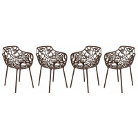 LeisureMod DCA23BR4 Modern Devon Aluminum Chair (With Arms), Set of 4
