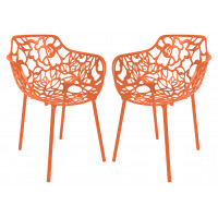 LeisureMod DCA23OR2 Modern Devon Aluminum Chair, Set of 2