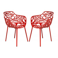 LeisureMod DCA23R2 Modern Devon Aluminum Chair (With Arms), Set of 2