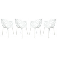 LeisureMod DCA23W4 Modern Devon Aluminum Chair (With Arms), Set of 4