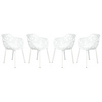 LeisureMod DCA23W4 Modern Devon Aluminum Chair (With Arms), Set of 4