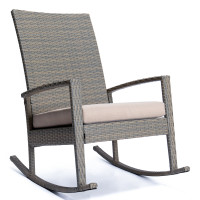 LeisureMod DR27BG Duval Outdoor Wicker Rocking Chairs With Cushion