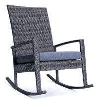 LeisureMod DR27CBU Duval Outdoor Wicker Rocking Chairs With Cushion