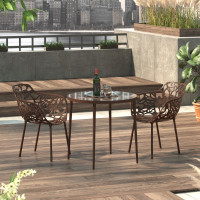 LeisureMod DT31BR Devon Tree Design Glass Top Aluminum Base Indoor Outdoor Bistro Dining Table