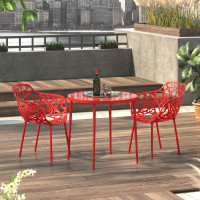 LeisureMod DT31R Devon Tree Design Glass Top Aluminum Base Indoor Outdoor Bistro Dining Table