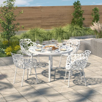 LeisureMod DT48W Devon Tree Design Glass Top Aluminum Base Indoor Outdoor Dining Table