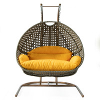 LeisureMod EKDBG-57A Wicker Hanging Double Egg Swing Chair