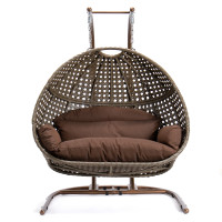 LeisureMod EKDBG-57BR Wicker Hanging Double Egg Swing Chair