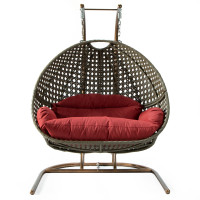 LeisureMod EKDBG-57DR Wicker Hanging Double Egg Swing Chair