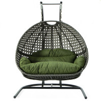 LeisureMod EKDCH-57DG Wicker Hanging Double Egg Swing Chair