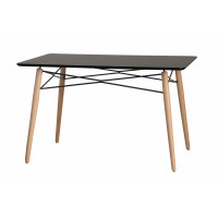 LeisureMod EP47BLT Dover 4Ft Rectangle Wooden Top Dining Table W/ Natural Wood Eiffel Base