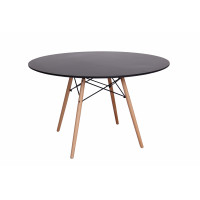 LeisureMod EP47BLTR Dover Round Wooden Top Dining Table W/ Natural Wood Eiffel Base