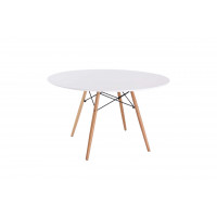 LeisureMod EP47WTR Dover Round Wooden Top Dining Table W/ Natural Wood Eiffel Base