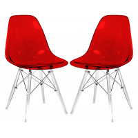 LeisureMod EPC19TR2 Dover Molded Side Chair with Acrylic Base, Set of 2