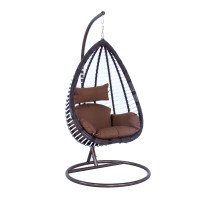 LeisureMod ESC38BR Wicker Hanging Egg Swing Chair Indoor Outdoor Use