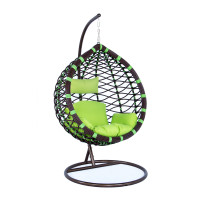 LeisureMod ESC42G Wicker Hanging Egg Swing Chair Indoor Outdoor Use