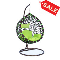 LeisureMod ESC42G Wicker Hanging Egg Swing Chair Indoor Outdoor Use