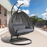 LeisureMod ESC57CBU Wicker Hanging 2 person Egg Swing Chair