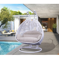 LeisureMod ESC57WBG Wicker Hanging 2 person Egg Swing Chair