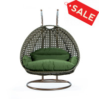 LeisureMod ESCBG-57DG Wicker Hanging 2 person Egg Swing Chair