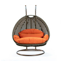LeisureMod ESCBG-57OR Wicker Hanging 2 person Egg Swing Chair