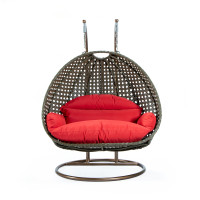 LeisureMod ESCBG-57R Wicker Hanging 2 person Egg Swing Chair