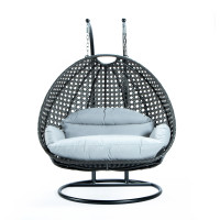 LeisureMod ESCCH-57LGR Wicker Hanging 2 person Egg Swing Chair