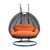 LeisureMod ESCCH-57OR Wicker Hanging 2 person Egg Swing Chair