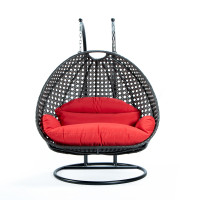 LeisureMod ESCCH-57R Wicker Hanging 2 person Egg Swing Chair