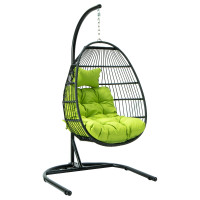 LeisureMod ESCF40LG Wicker Folding Hanging Egg Swing Chair