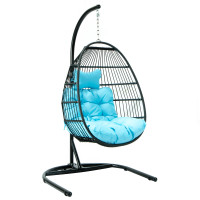 LeisureMod ESCF40TL Wicker Folding Hanging Egg Swing Chair
