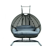 LeisureMod ESCU57CBU Wicker Hanging Double Egg Swing Chair