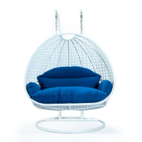 LeisureMod ESCW-57BU Wicker Hanging 2 person Egg Swing Chair