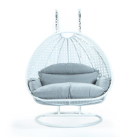 LeisureMod ESCW-57LGR Wicker Hanging 2 person Egg Swing Chair