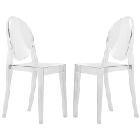 LeisureMod GV19CL2 Marion Transparent Acrylic Modern Chair, Set of 2
