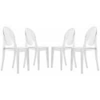 LeisureMod GV19CL4 Marion Transparent Acrylic Modern Chair, Set of 4