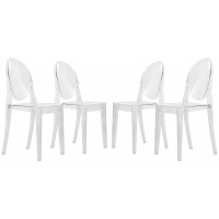 LeisureMod GV19CL4 Marion Transparent Acrylic Modern Chair, Set of 4