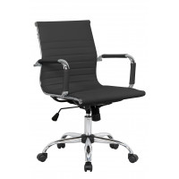 LeisureMod HO19BLL Harris Ribbed Design Leatherette Office Chair