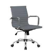LeisureMod HO19GRL Harris Ribbed Design Leatherette Office Chair