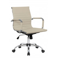 LeisureMod HO19TL Harris Ribbed Design Leatherette Office Chair