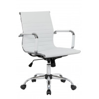 LeisureMod HO19WL Harris Ribbed Design Leatherette Office Chair